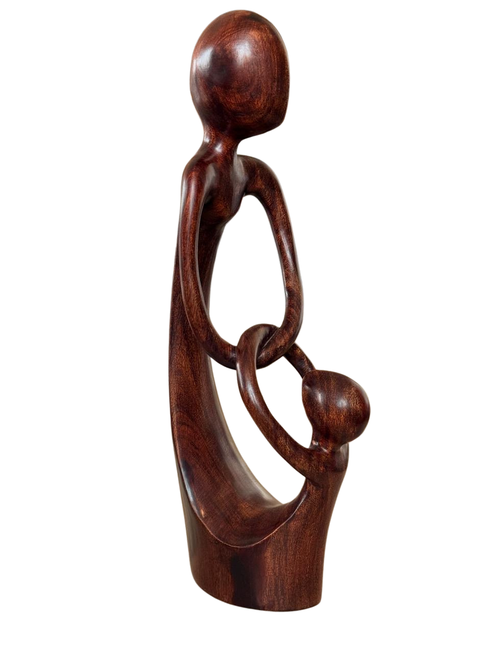Hand-Carved African Wooden Mother & Child Sculpture | Abstract Family Figurine