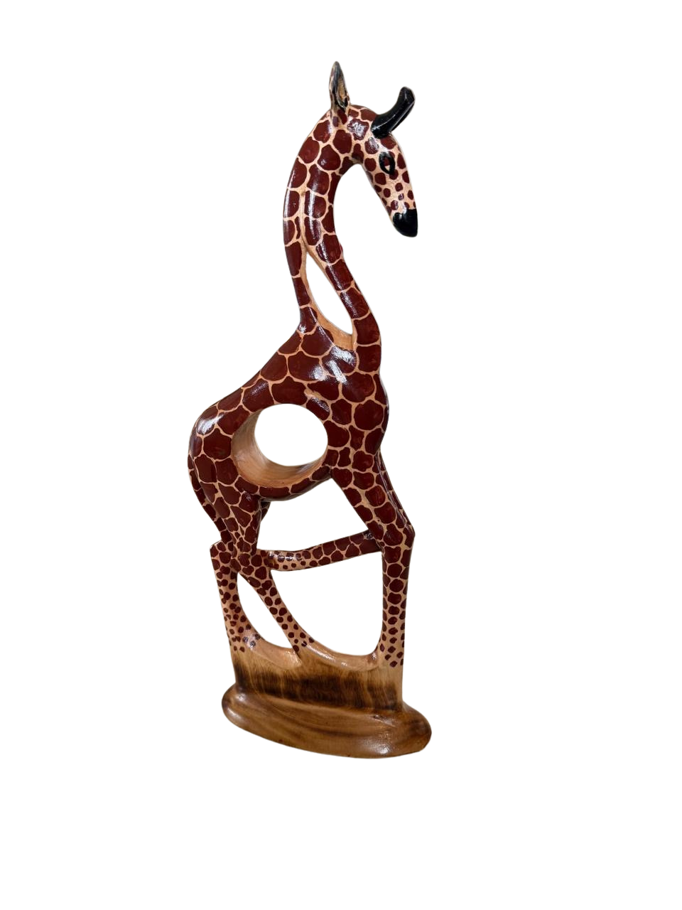 Hand-Carved Wooden Giraffe Wine Bottle Holder | African Safari Bar Decor
