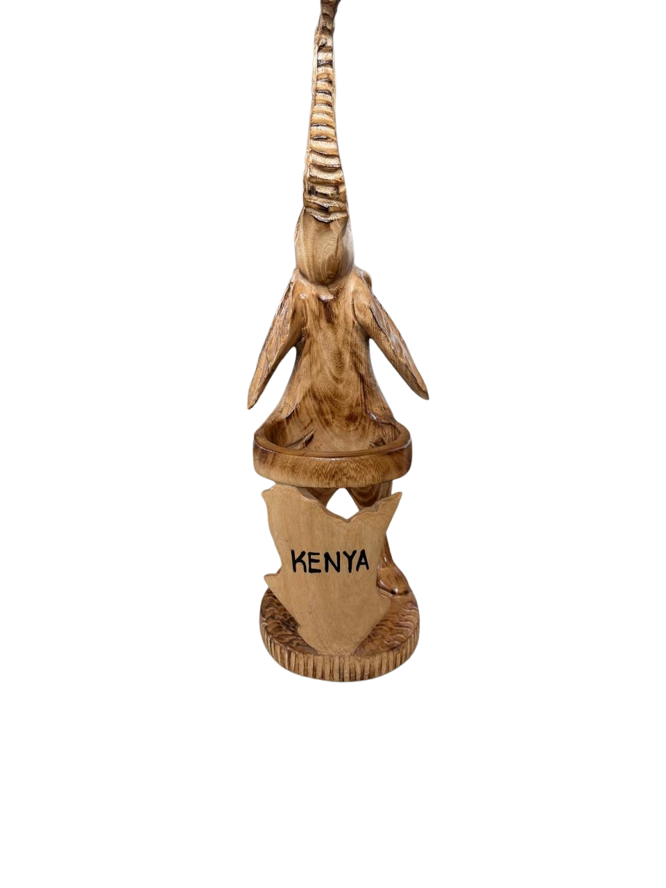 Hand-Carved Wooden Elephant Wine Bottle Holder | Kenya Safari Souvenir