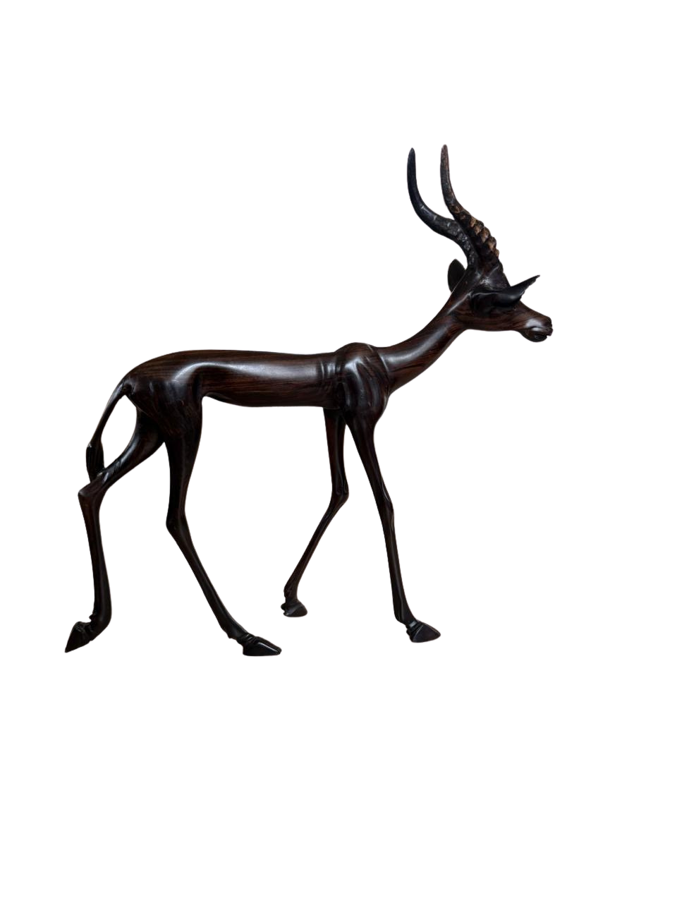 Hand-Carved African skeleton Antelope Wooden Figurine | Standing Gazelle Sculpture