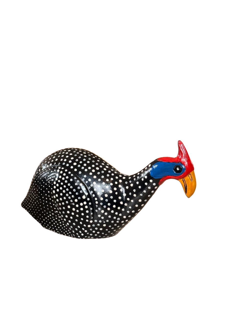 Hand-Carved Wooden Guinea Fowl Figurine | Hand-Painted African Bird Sculpture