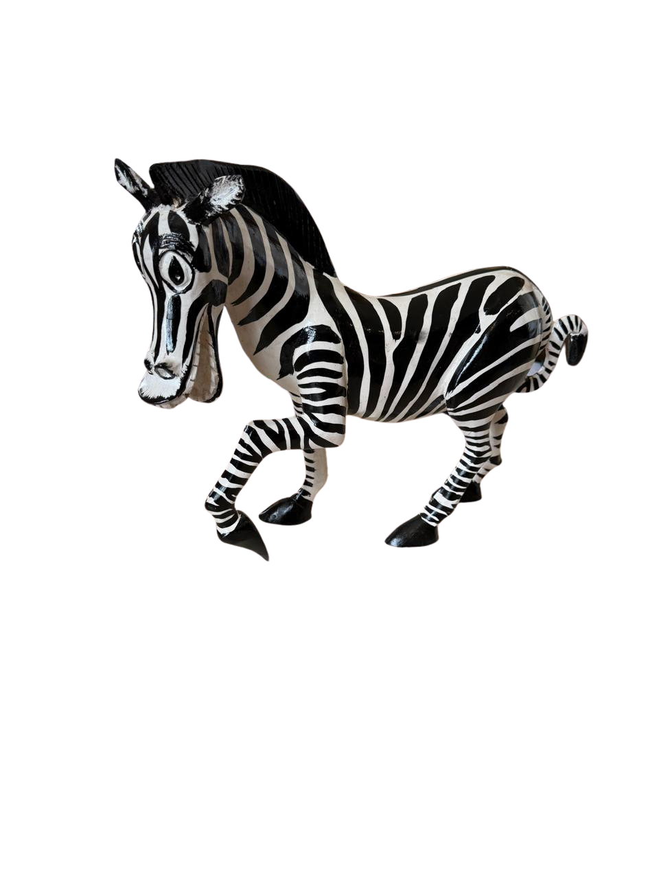 Hand-Carved Wooden Prancing Zebra Figurine | Madagascar collection