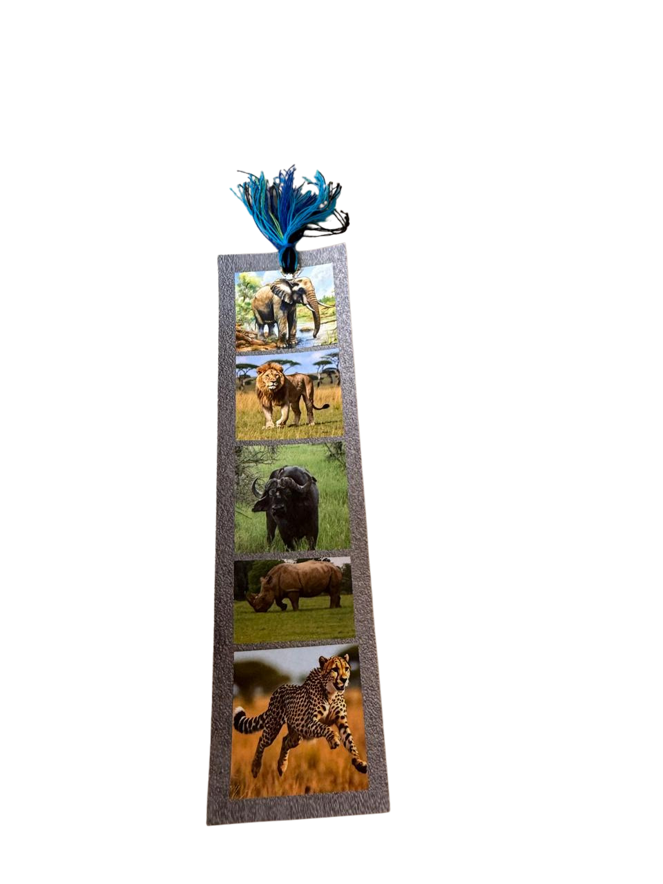 African Safari Big Five Leather Bookmark | Printed Wildlife Book Marker