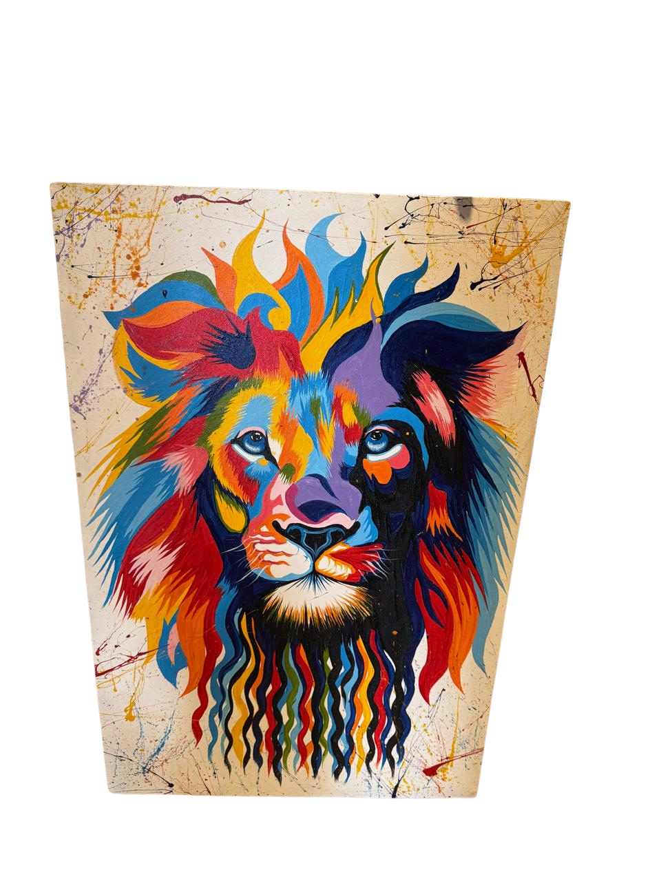 Hand-Painted Vibrant African Lion Canvas Art | Modern Rainbow Expressionist Wildlife Painting